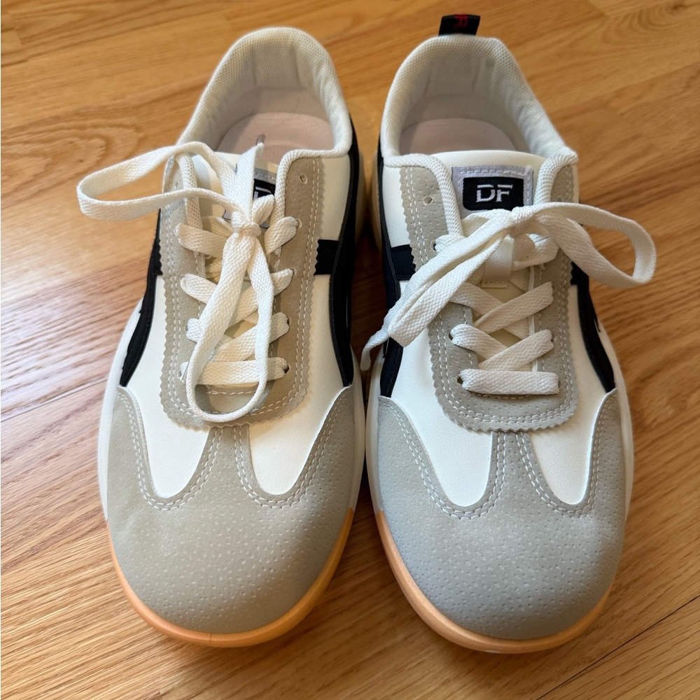De Florance Italy Sneakers Size 8.5 White Gray Black Platform Trainers - Picture 3 of 6